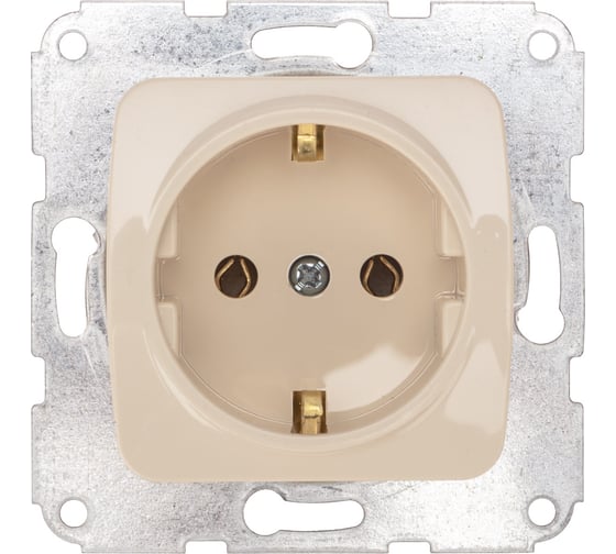 Изображение товара Механизм 1-ой розетки KRANZ с заземлением, скрытой установки, 16а, бежевый KR-78-0241