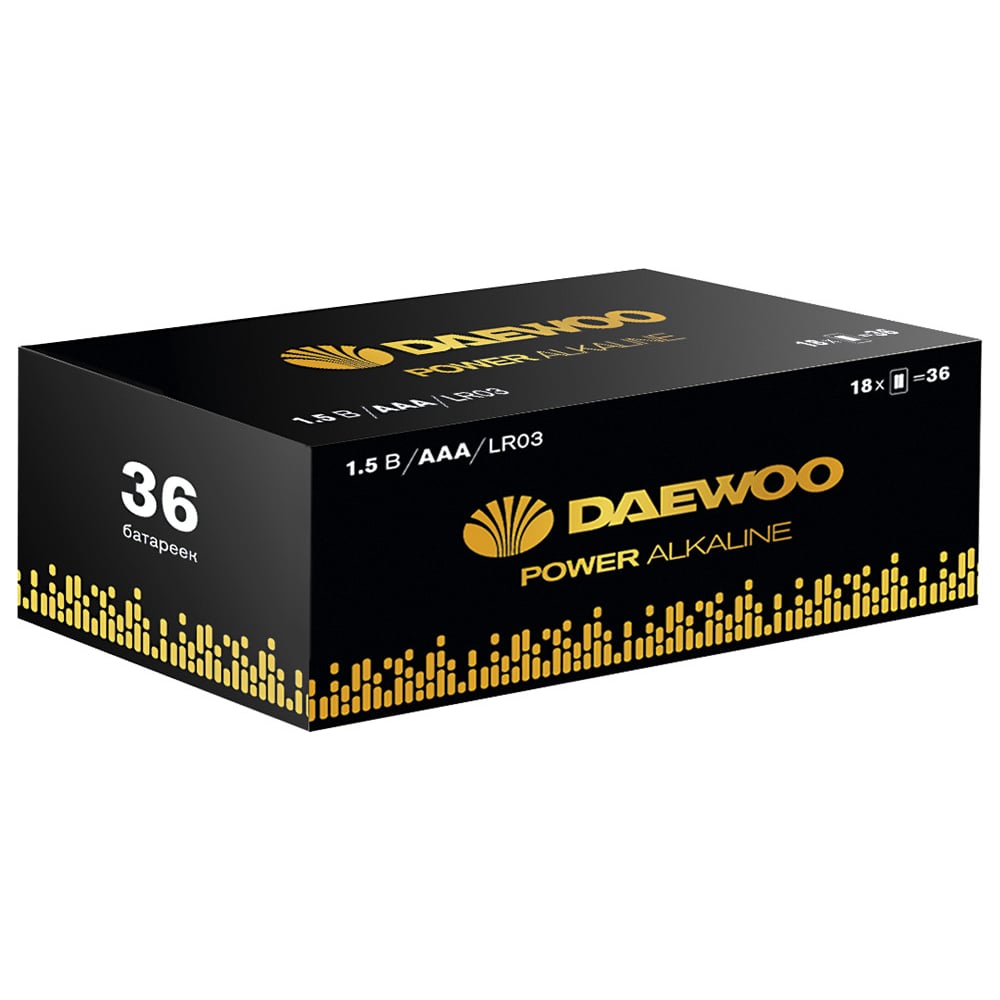 Изображение товара Алкалиновая батарейка DAEWOO LR03 Power Alkaline Pack-36 5042124