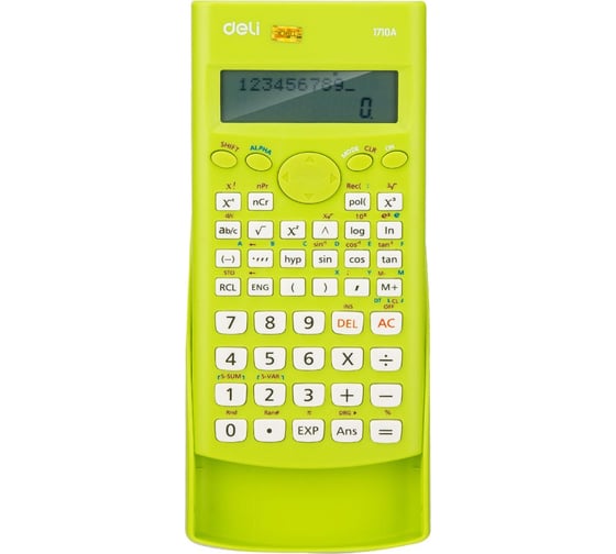 Изображение товара Научный калькулятор DELI e1710a/grn, ЕГЭ, 12 разрядный, lcd дисплей, питание от батарейки, зеленый 1407145