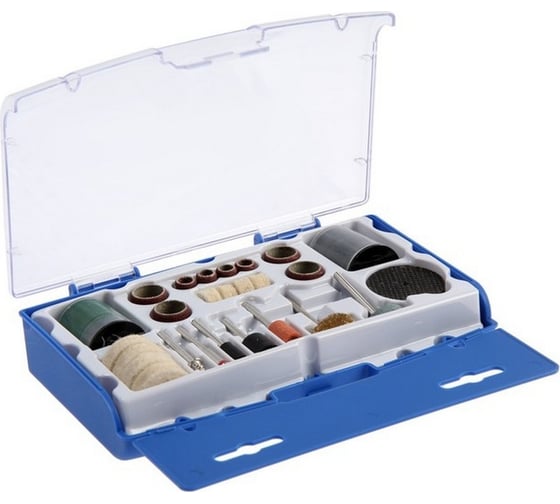 Изображение товара Набор мини-насадок для гравера, круги, щетки, шарошки, диски, паста, 3.2 мм, 64 шт ТУНДРА 7107474