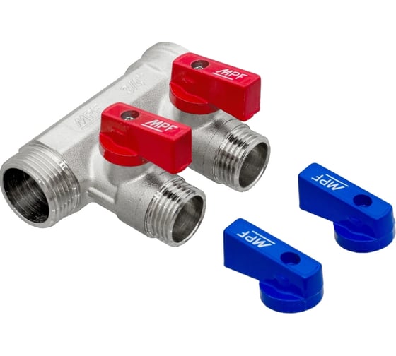 Изображение товара Коллектор с отсекающими кранами MPF 2 выхода х3/4", х1/2" наружная резьба ИС.071071