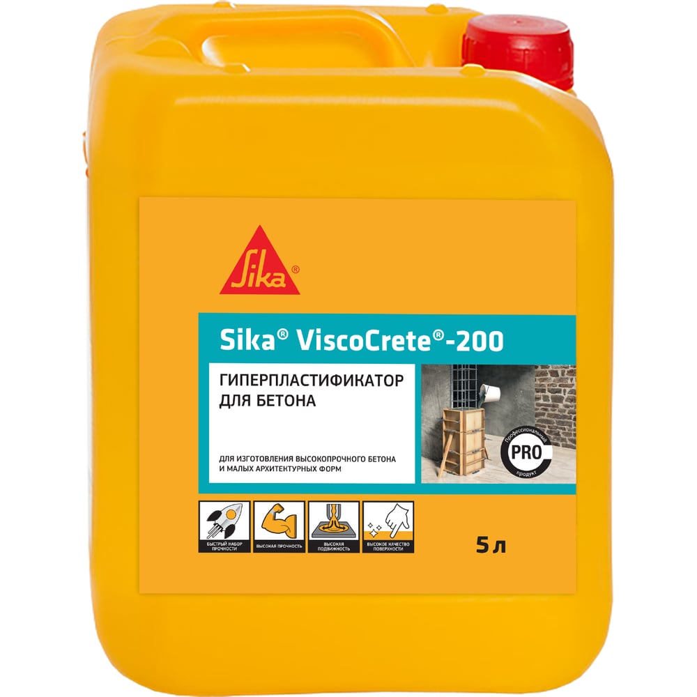 Изображение товара Гиперпластификатор для высокопрочного бетона Sika ViscoCrete-200, 5 л 669069 Изображение товара Гиперпластификатор для высокопрочного бетона Sika ViscoCrete-200, 5 л 669069