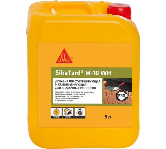 Изображение товара Комплексная добавка для кладочных растворов SIKA Tard M-10 WH Канистра 5л. 670396