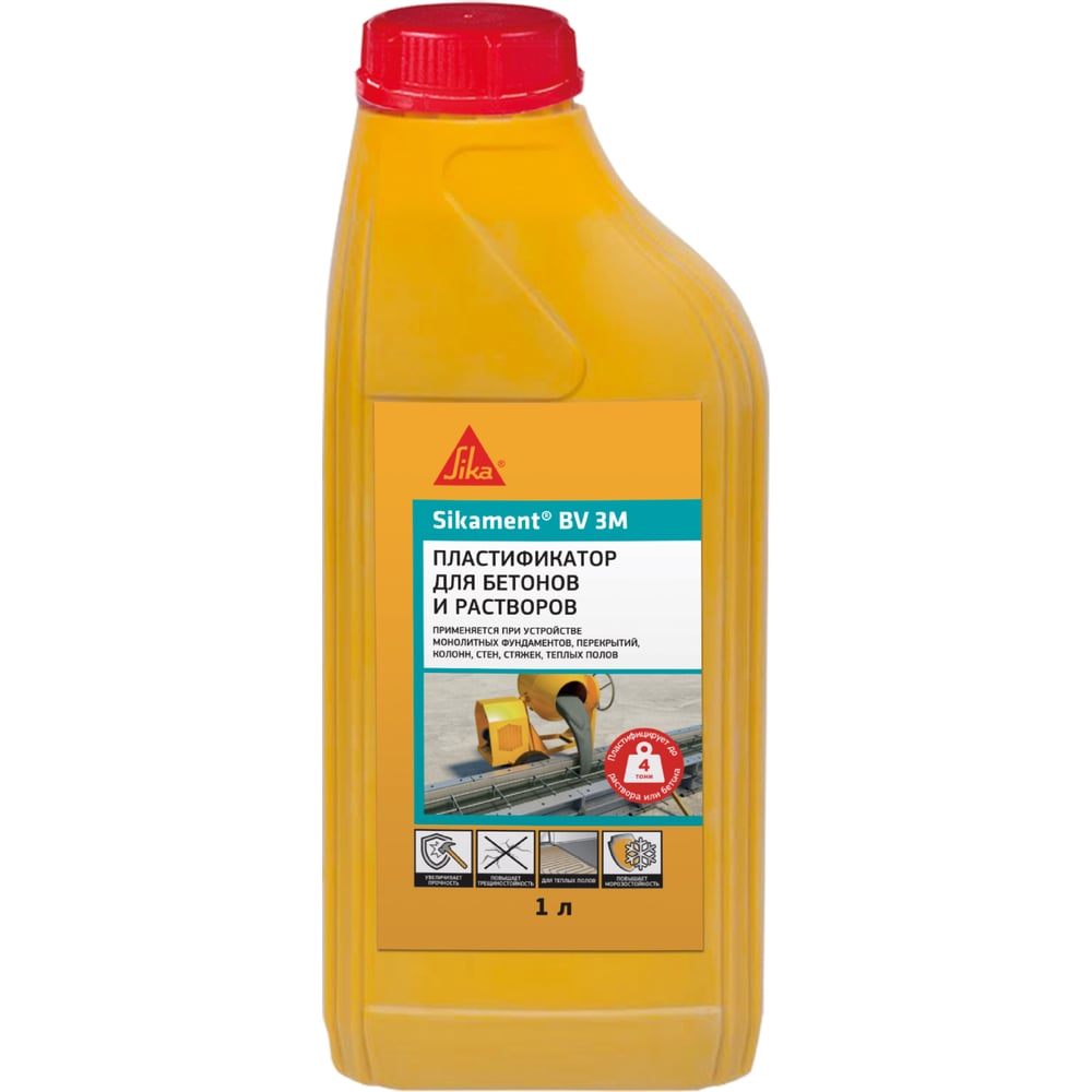 Изображение товара Пластификатор для бетонов и растворов SIKA Ment BV Канистра 3M 1л. 524064 Изображение товара Пластификатор для бетонов и растворов SIKA Ment BV Канистра 3M 1л. 524064