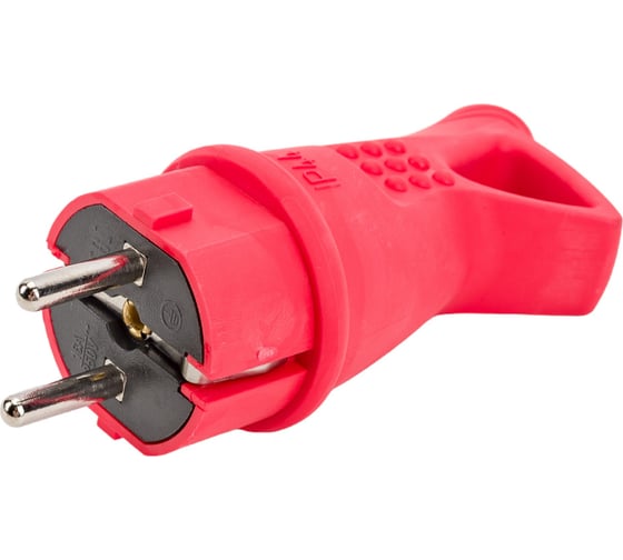 Изображение товара Вилка UNIVersal с ушком c заземлением каучук 16А 250В ip44 цвет красный еврослот 3071