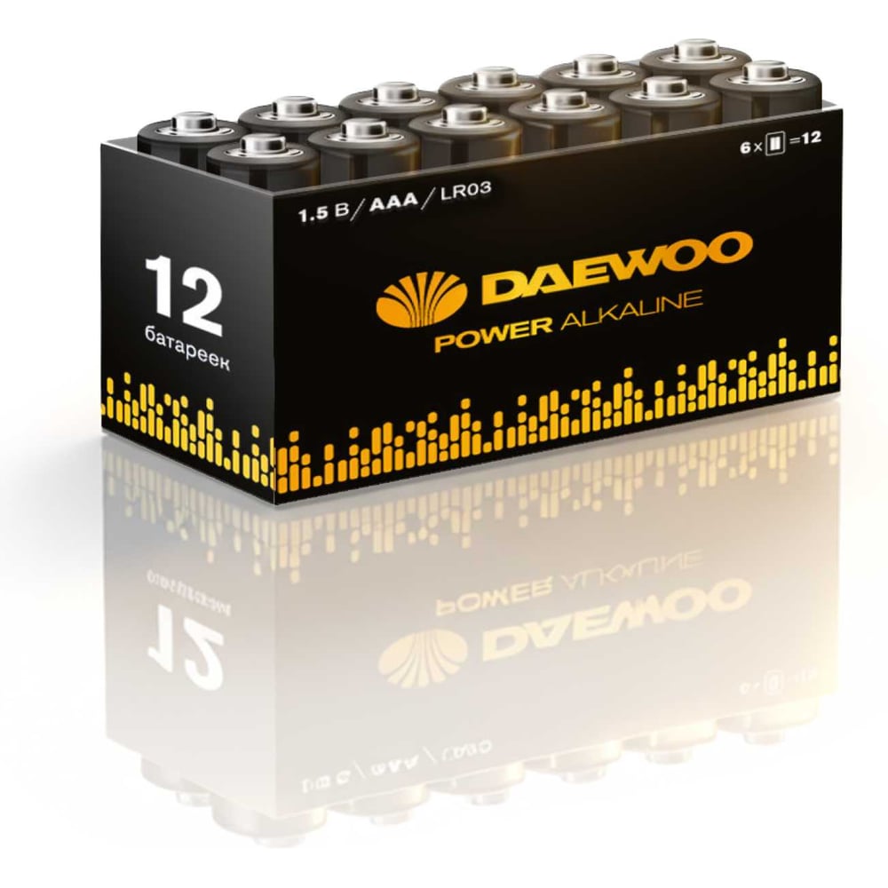 Изображение товара Батарейки DAEWOO AAA/LR03 Power Alkaline 1.5В, упаковка 12 шт