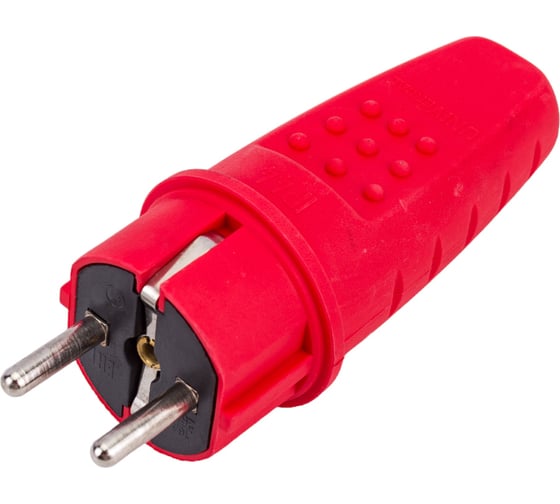 Изображение товара Прямая вилка UNIVersal c заземлением каучук 16А 250В ip44 цвет красный еврослот 3079