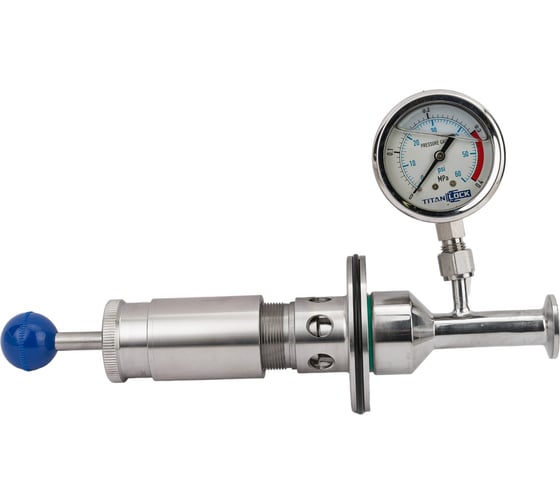 Изображение товара Шпунт-аппарат с манометром (прямой) TITAN LOCK давление до 2,2 бар под Clamp DN15 нерж. 304 TL15TGMSPG-CL