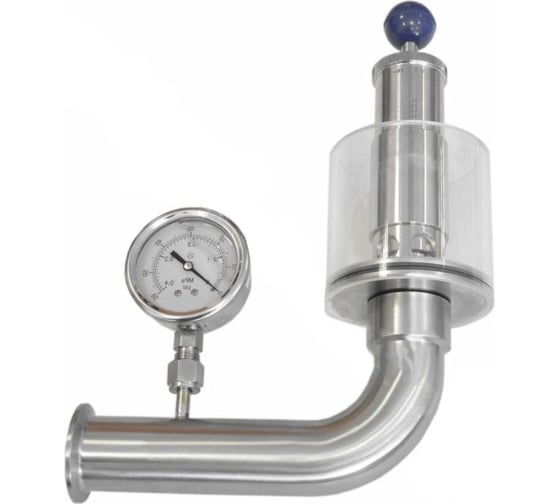 Изображение товара Шпунт-аппарат с манометром (левый) TITAN LOCK до 2,2 бар, под Clamp DN32 нерж. 304 TL32TGMLPG-CL