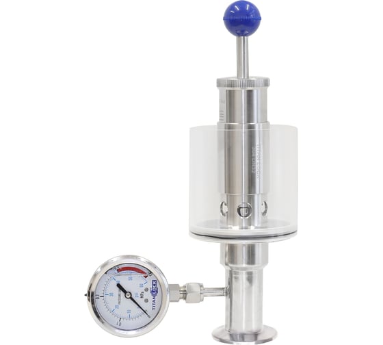 Изображение товара Шпунт-аппарат с манометром (прямой) TITAN LOCK давление до 2,2 бар под Clamp DN32 нерж. 304 TL32TGMSPG-CL