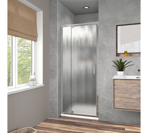 Изображение товара Душевая дверь VINCEA Intra 800/900, хром, стекло шиншилла VDP-1I8090CH