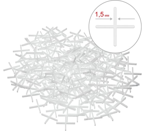 Изображение товара Крестики для плитки ЗУБР 1.5 мм, 200 шт 33811-1.5