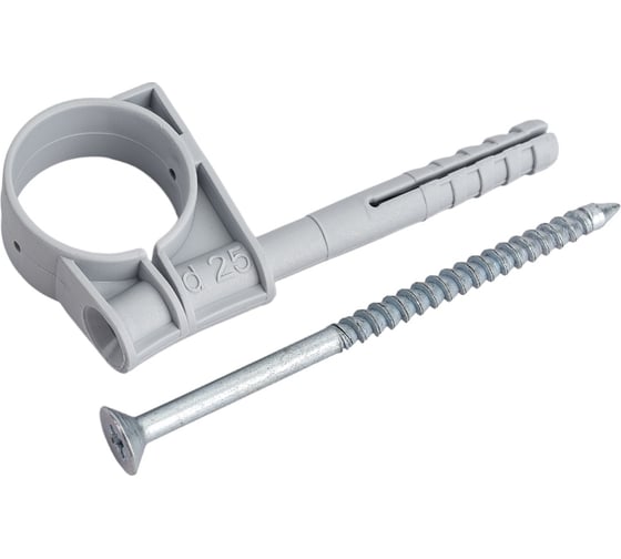 Изображение товара Одинарный пластиковый кронштейн с дюбелем MasterProf 25-27 мм, 5 шт ИС.130165