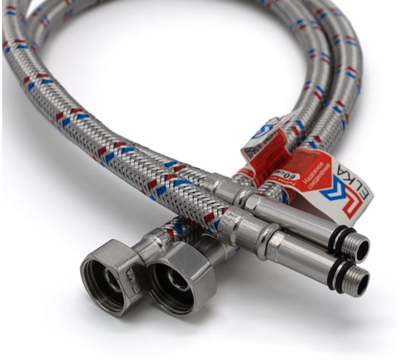 Изображение товара Гибкая подводка для смесителей ELKA 1/2"хМ10х120 см пара - длинный и короткий хвостовик ИС.100308