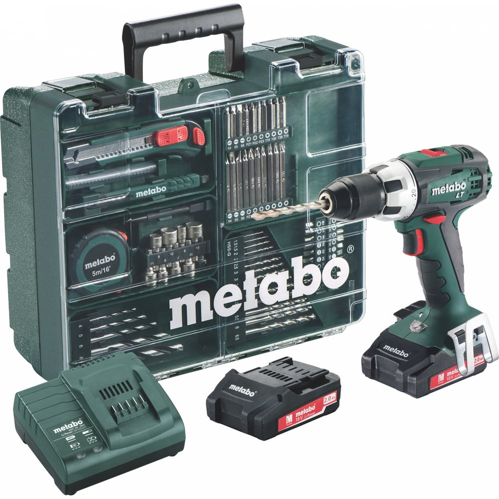 фото Аккумуляторный винтоверт metabo bs 18 lt set с набором оснастки 602102600