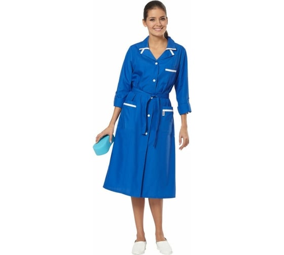 Изображение товара Женский халат Авангард. Профессиональная экипировка Уют васильковый/белый, р-р 80-84, рост 158-164 80989