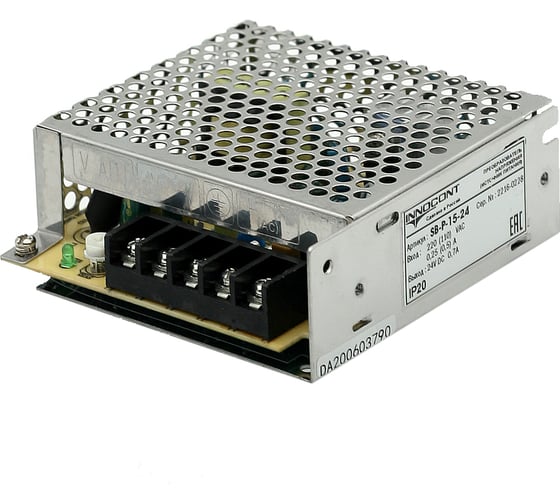 Изображение товара Блок питания INNOCONT -10 +50С, IP20, вход: 220VAC, 0.25А, выход: 15W, 24VDC, 0.7A, типы защиты: КЗ, перегрузка, перенапряжение SB-P-15-24