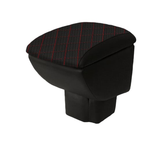 Изображение товара Автоподлокотник PSV для Chevrolet Niva 2009 Рестайлинг РОМБ отстрочка красная черная перфорированная экокожа 135471