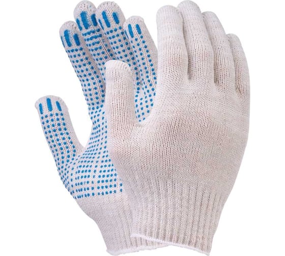 Изображение товара Перчатки FORT х/б с ПВХ белые, 10 класс, 5 нитей 00501448214