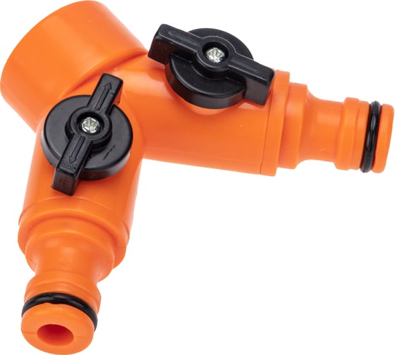 Изображение товара Разветвитель для шланга 2-х канальный на кран 3/4"-1/2" Четыре сезона 62-0223