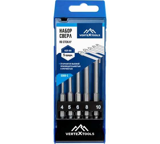 Изображение товара Набор сверл по стеклу 5 шт vertextools 0088-5
