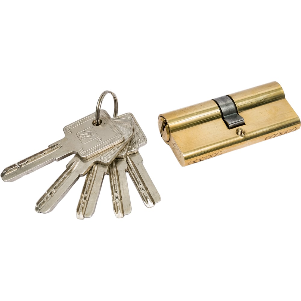 Изображение товара Цилиндр СК 70 мм из латуни с двумясторонним механизмом 5 ключей