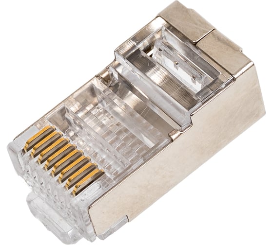 Изображение товара Экранированный универсальный коннектор RJ-45 Cabeus быстрой установки под витую пару, категория 5e, (для одножильного и многожильного кабеля) 100 шт 8P8C-SH-FC