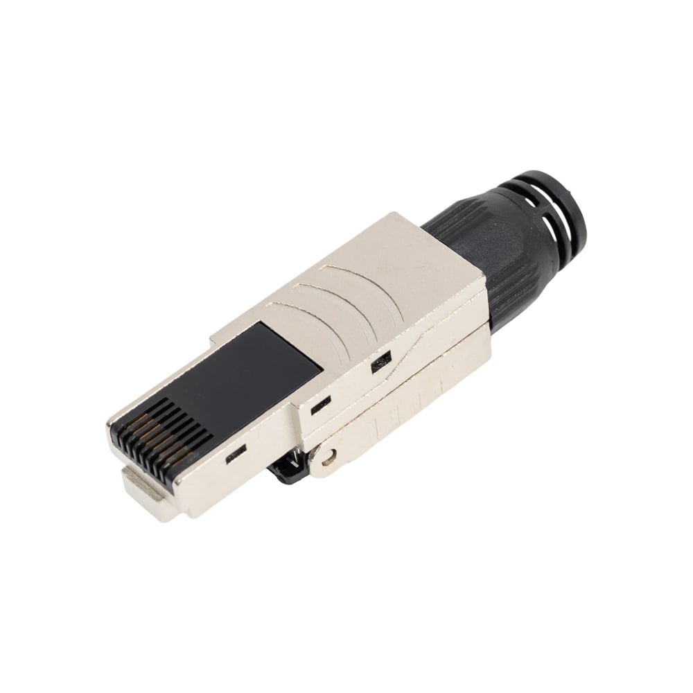 Изображение товара Экранированный коннектор Cabeus с фиксатором кабеля и колпачком RJ-45(8P8C) под витую пару, категория 6, для одножильного кабеля, со вставкой 100 шт 8P8C-SH-C6-TWP-F