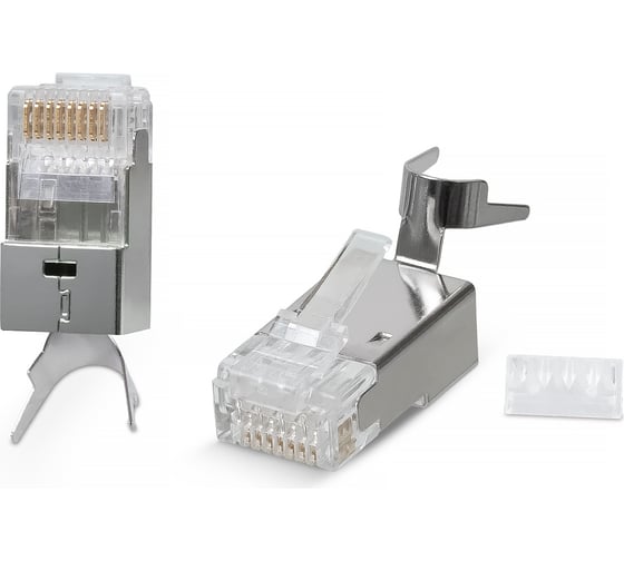 Изображение товара Экранированный универсальный коннектор RJ-45 (8P8C) Cabeus под витую пару, категория 6a/7/7a, (для одножильного и многожильного кабеля) 100 шт 8P8C-SH-C7(1.5)-TWP