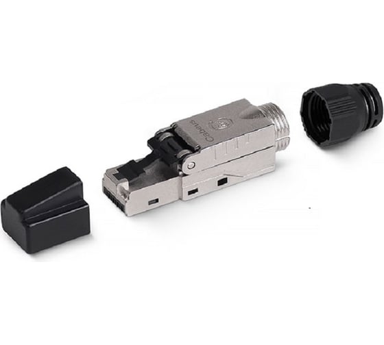 Изображение товара Коннектор 8RJ-45 (8P8C) Cabeus P8C-SH-C6+ -TWP с фиксатором кабеля и колпачком, под витую пару, категория до 6a, экранированный, для одножильного кабеля, для толстых жил 100 шт 8P8C-SH-C6+-TWP