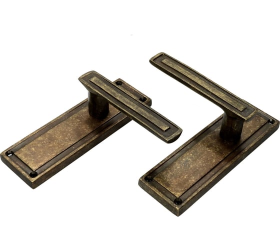 Изображение товара Дверные ручки Левша QUADRATO на планке pass P06036L бронза античная У2-1228.СБ