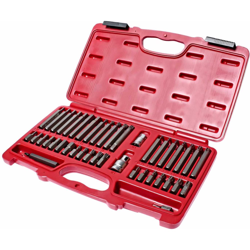 Набор 6-ти гранных бит 1/2&quot;&amp;3/8&quot; HEX, TORX, SPLINE + 2 держателя, кейс (42 предмета) JTC 3933