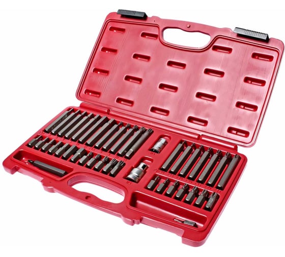 Изображение товара Набор 6-ти гранных бит 1/2"&3/8" HEX, TORX, SPLINE + 2 держателя, кейс (42 предмета) JTC 3933