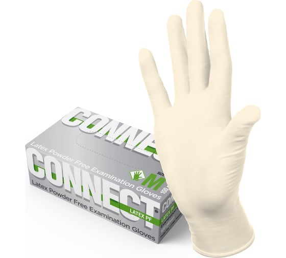 Изображение товара Латексные перчатки CONNECT 100 шт., размер M CТ0000004669