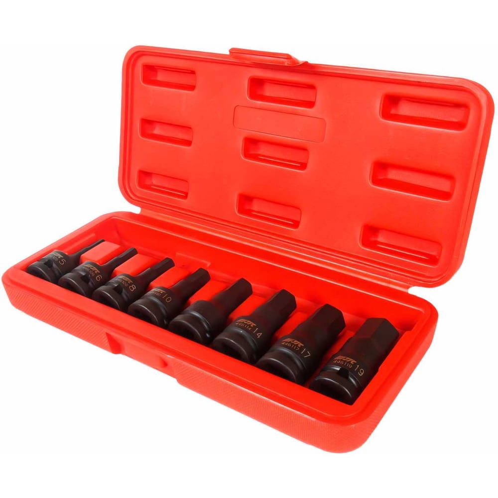 Изображение товара Набор ударных бит-головок 1/2" HEX H5-19 мм, длина 60 мм, в кейсе (8 предметов) JTC J408H