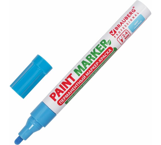 Изображение товара Лаковый маркер-краска BRAUBERG paint marker 4 мм, голубой, без ксилола, без запаха 151435