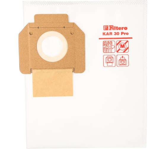 Изображение товара Мешки для пылесоса Karcher, Aeg, Dewalt, Flex, Hilti, Milwaukee, Nilfisk, Protool, Ryobi, Sparky, Stihl, Thomas, Tmb, Корвет трехслойные синтетические Filtero KAR 30 Pro 35л 2шт 05607