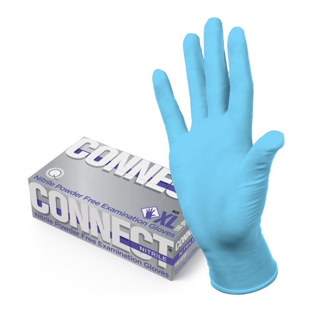 Нитриловые перчатки CONNECT, цвет голубой, размер XL
