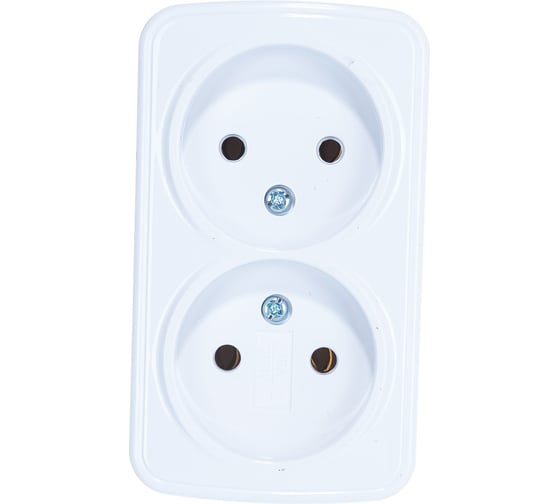 Изображение товара Двойная розетка без заземления, белая UNIVersal Союз Электра 0024