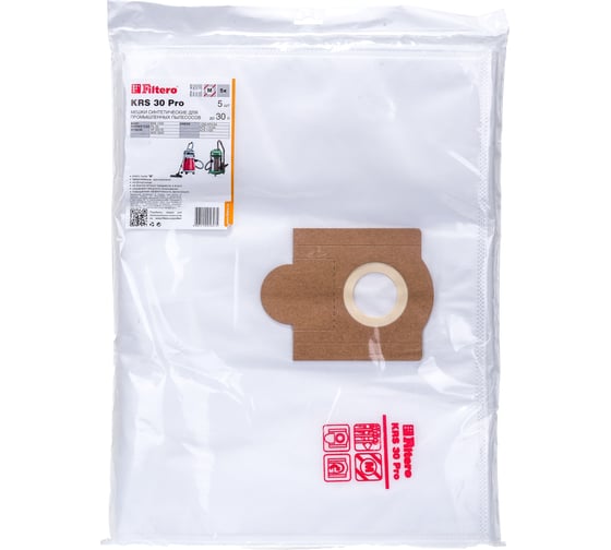 Изображение товара Мешки для пылесоса Kress, Bort, Hitachi трехслойные синтетические Filtero KRS 30 Pro 30л 5шт 05647