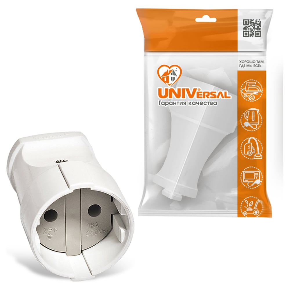 Изображение товара Штепсельное гнездо UNIVersal А115 10А 250В белое