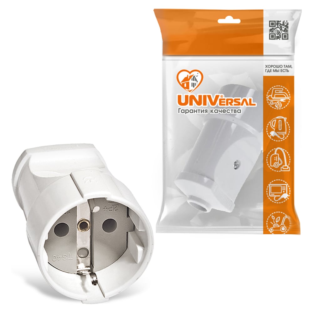 Изображение товара Штепсельное гнездо с/з, белое 16А 250В UNIVersal А102 Изображение товара Штепсельное гнездо с/з, белое 16А 250В UNIVersal А102
