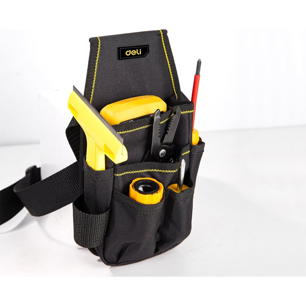 Изображение товара Поясная сумка монтажника, электрика для инструмента DELI dl430003 с ремнем, 260x150 мм 111099