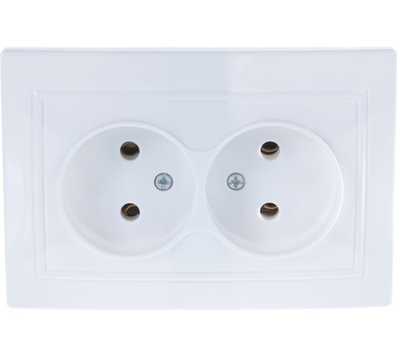 Изображение товара Двойная розетка без заземления, белая UNIVersal Севиль С0102