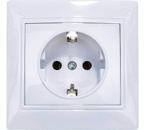 Изображение товара Розетка с заземлением, белая UNIVersal Севиль С0028
