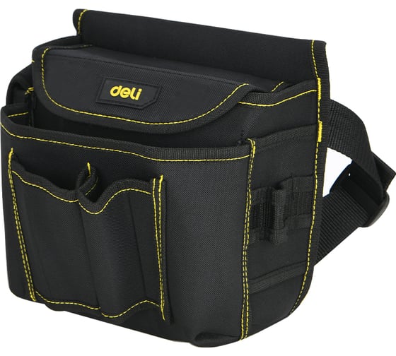 Изображение товара Поясная сумка монтажника, электрика для инструмента DELI DL-P4 с ремнем, 220x200x140 мм, 7 карманов, ткань оксфорд 600d, eva материал 111149