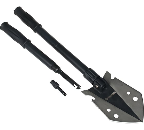 Изображение товара Складная лопата для выживания, в чехле ЕРМАК нож/пила + свисток, нержавеющая сталь, ПВХ 070-010