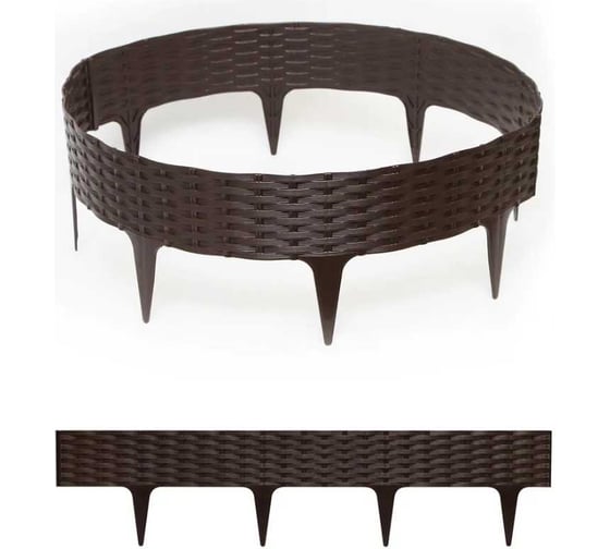 Изображение товара Садовый бордюр ПРОТЭКТ Ротанг высота 9 см, длина 3.2 м, коричневый БР-3,2 К