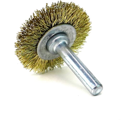 Изображение товара Щетка для дрели дисковая 38x8 мм, с хв-м 6 мм, гофрированная латунированная сталь 0.30 мм 13-175 EuroBrush EB-D38BS