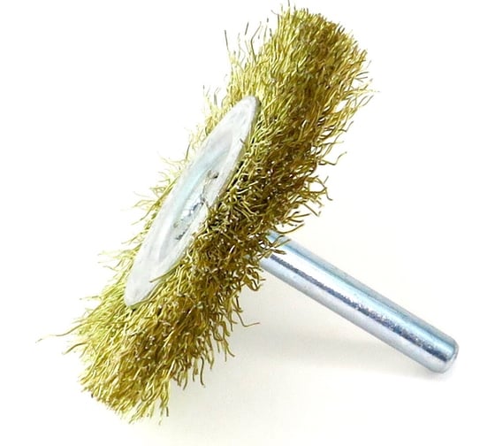 Изображение товара Щетка для дрели дисковая 63x10 мм, с хв-м 6 мм, гофрированная латунированная сталь 0.30 мм 13-177 EuroBrush EB-D63BS